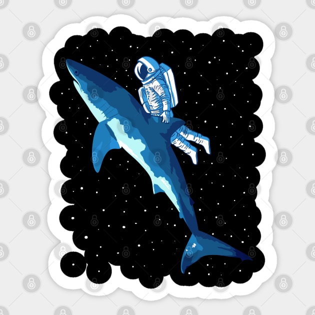 Astronaut on white shark Sticker by albertocubatas